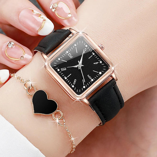 Reloj Square Elegance Marivon + Pulsera Corazón de Regalo