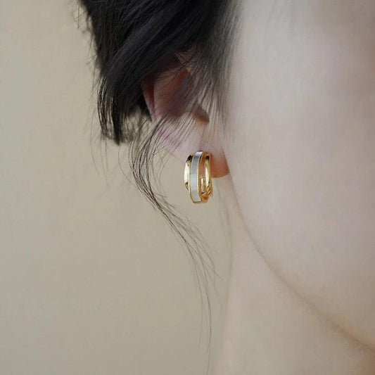 Pendientes de Aro Minimalistas con Doble Franja